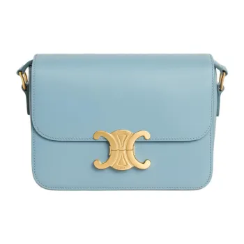 CELINE Triomphe Calfskin Shoulder Bag, Crossbody Bag Women's California Blue