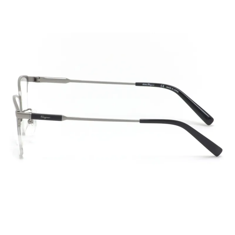 FERRAGAMO Titanium Browline Eyeglass Frames Unisex Silver-2