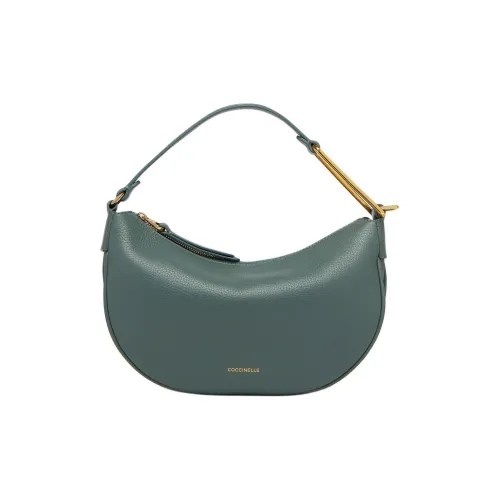 COCCINELLE Grained Leather Shoulder Bag Crossbody Bag Handbag Small Size Women's Feather Skirt Sweet Blue/Green