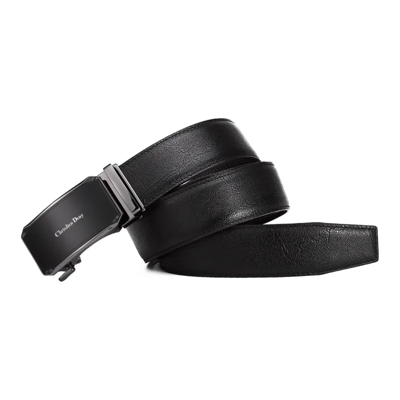 Chrisdien Deny Automatic Buckle Business High Quality Feel Belt Men's Black Width  3.8cm-1