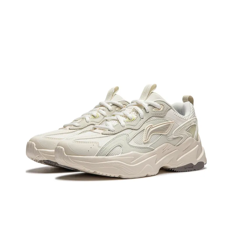 LiNing Meteor Cushioning Anti-Slip And Wear-Resistant Support Low-Top Casual Shoes Women's White Green-2