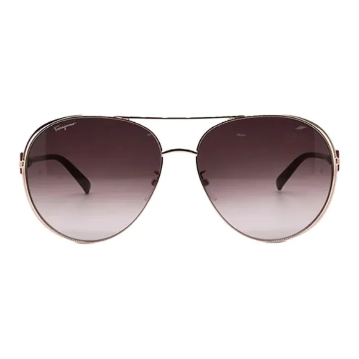 FERRAGAMO Plate And Metal Aviator Sunglasses Women's Gold-0