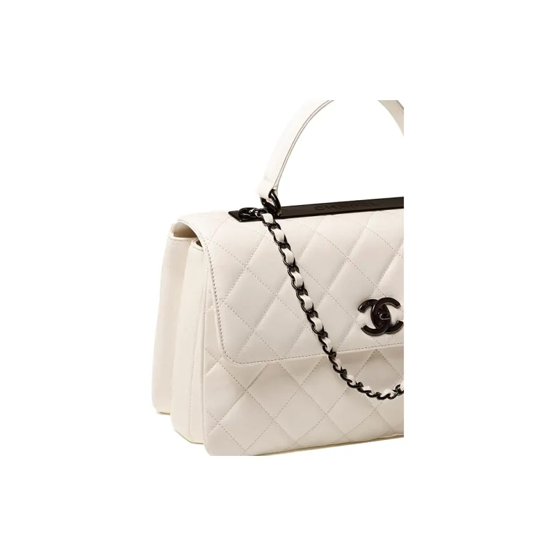 CHANEL Trendy Cc Sheepskin Flap Bag Handbag Tubas Women's Black/White-3