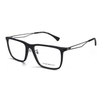 EMPORIO ARMANI Plate And Metal Rectangular Eyeglass Frames Men's Black