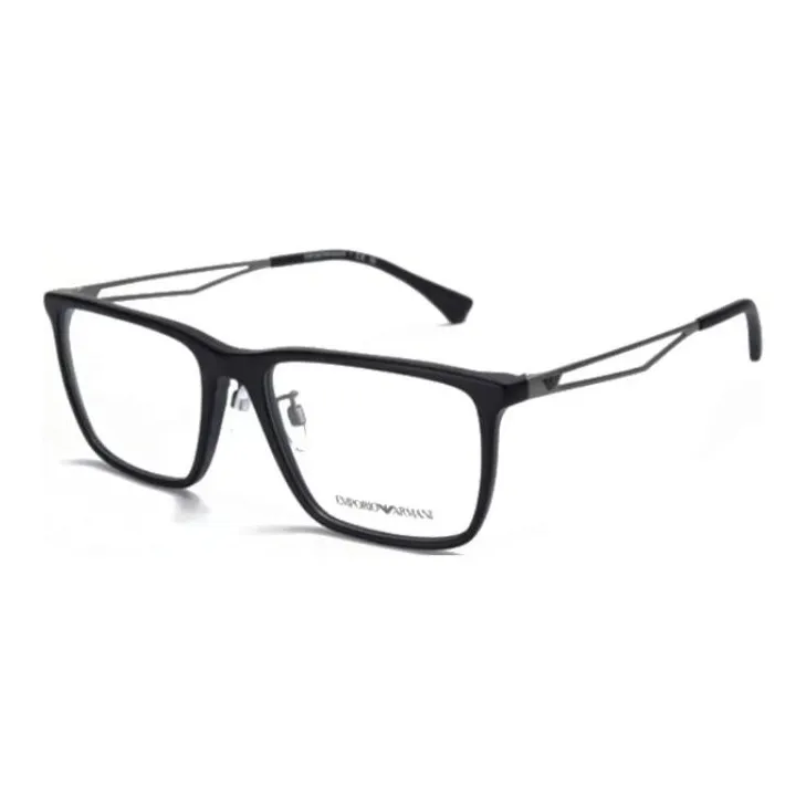 EMPORIO ARMANI Plate And Metal Rectangular Eyeglass Frames Men's Black-0