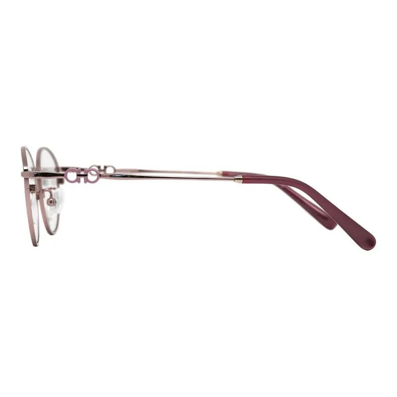 FERRAGAMO Titanium Oval Eyeglass Frames Women's Pink-2