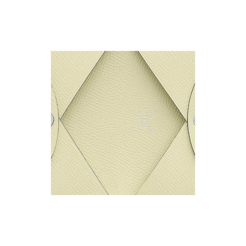 HERMES Calvi Epsom Leather Coin Purse Wallets Card Holders Regular Women's Milton Yellow-6
