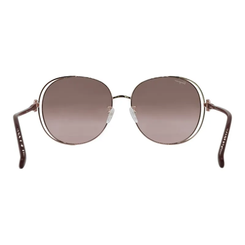 FERRAGAMO Metal Irregular Shape Sunglasses Women's Gold-3