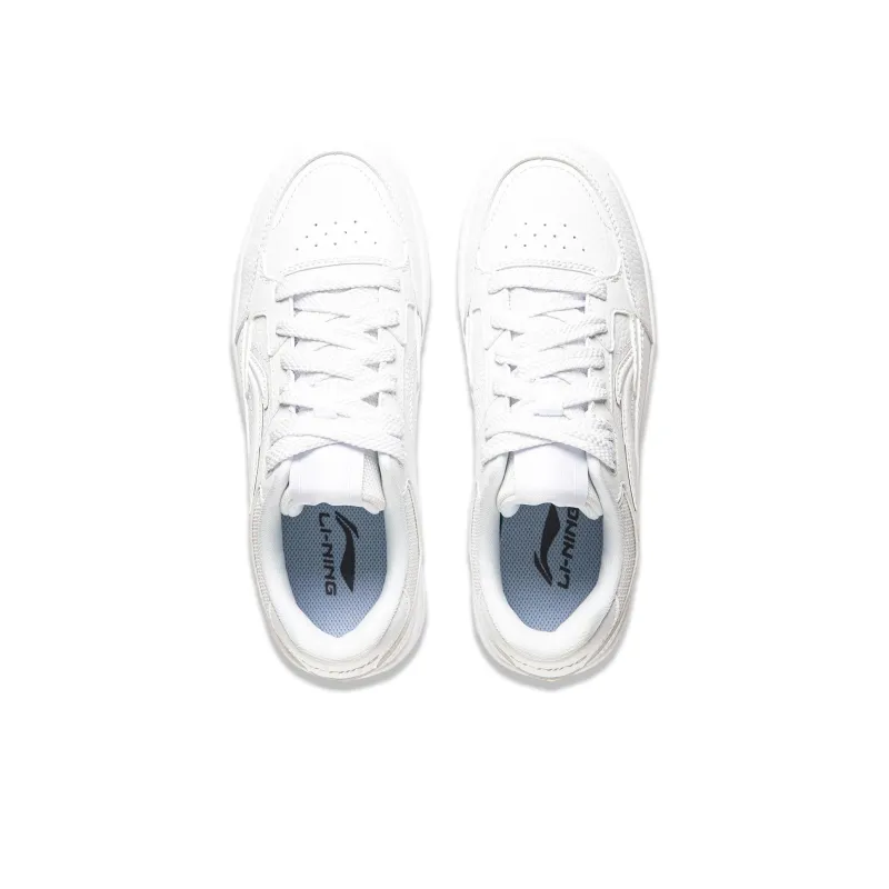 LiNing Tianji Anti Slip And Wear Resistant Height Increasing Low Top Skateboard Shoes Women's Standard White-3