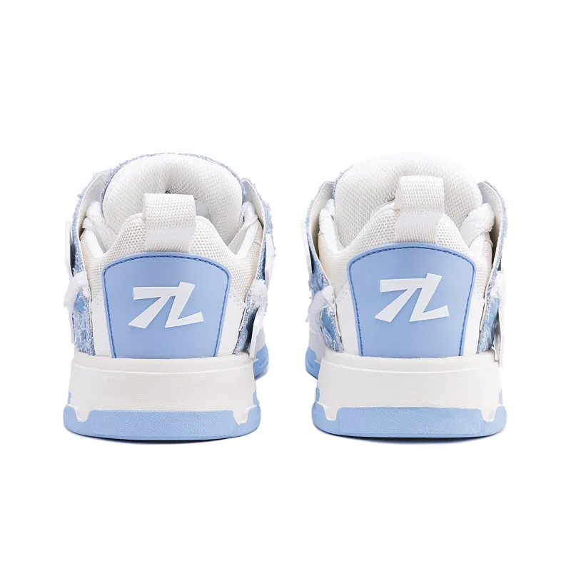 Same Way Eye Catching Bag Cushioning Height Increasing Low Top Skateboard Shoes Unisex Blue-3