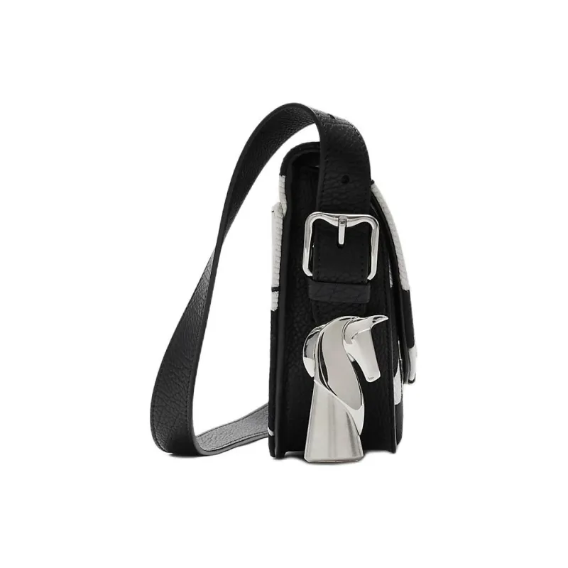 Burberry Cotton And Polyester Blend Shoulder Bag Crossbody Bag Women's Black & White-1
