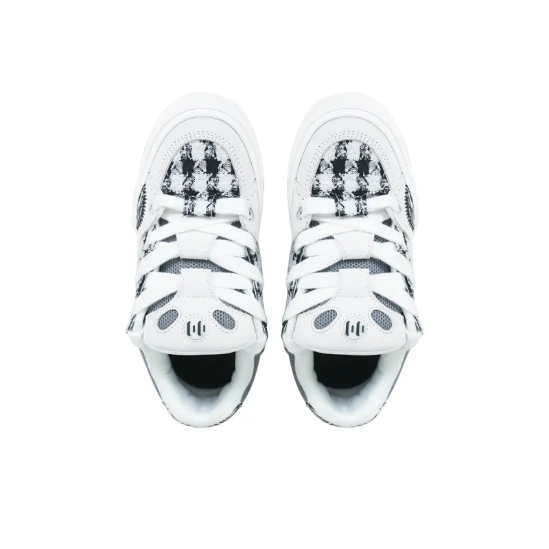Ollieskate Zoo Party Zoo Collection Box Zebra Print Checkerboard Low-Top Skateboard Shoes Unisex Black White-3