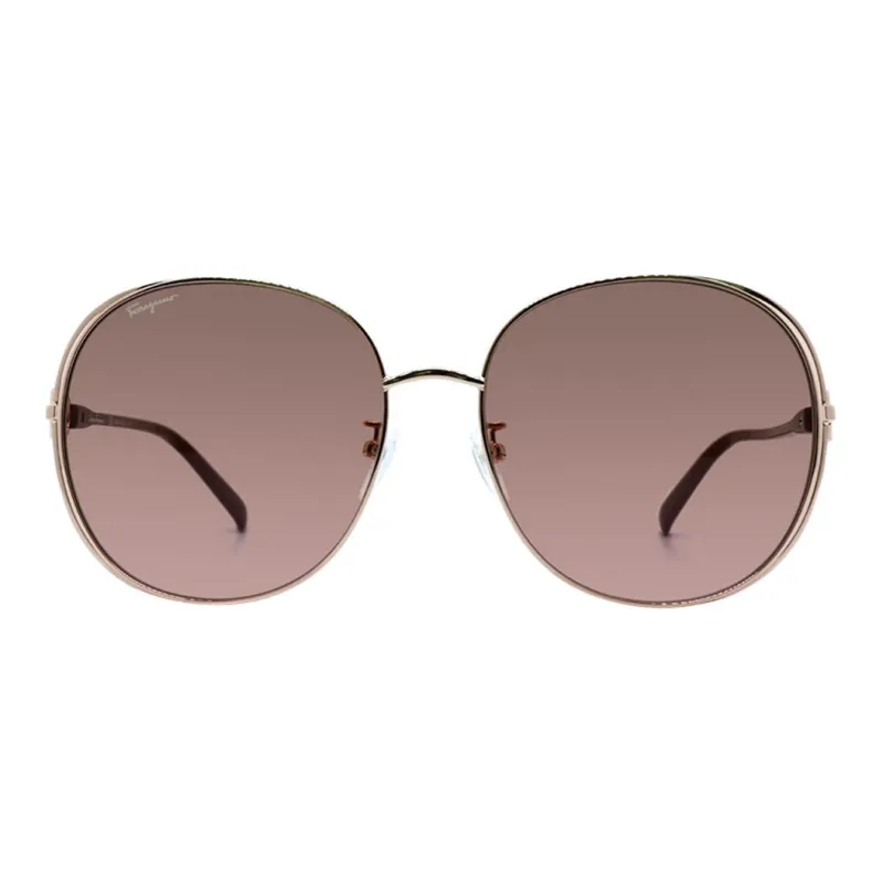 FERRAGAMO Metal Irregular Shape Sunglasses Women's Gold-1