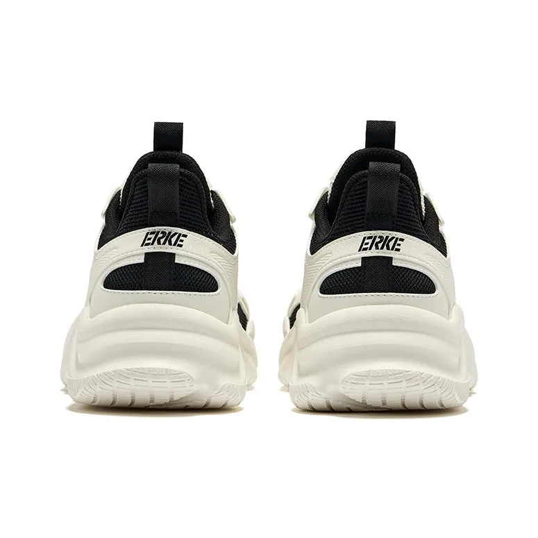 Erke Clouds Anti Slip Wear Resistant Low Top Casual Shoes Women's Jet Black Microcrystal White-3