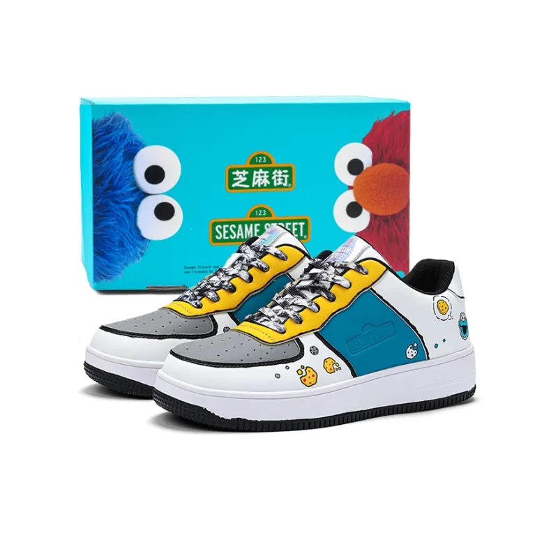 SESAME STREET Skateboard Shoes Unisex Low Top Blackberry/Moonlit Blue/Strawberry Red/Litchi White-6