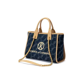 ROBERTA DI CAMERINO Fabric Travel Tote, Shopping Bag, One Shoulder Bag Regular Women's Blue & Milk Tea
