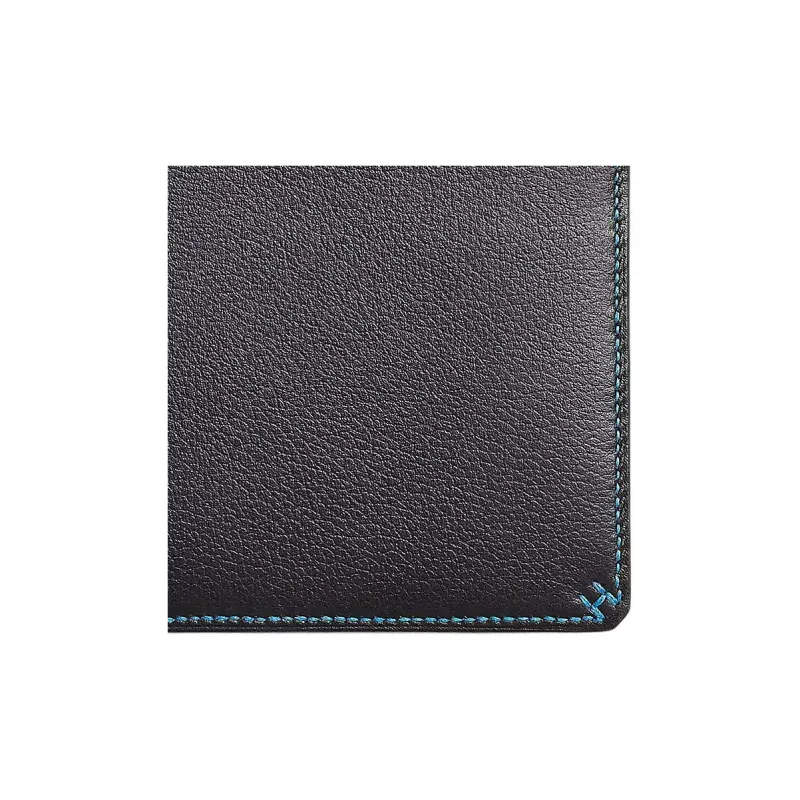 HERMES Evergrain With Evercolor Calfskin Wallet Mini Women's Black With Plaid Blue-2