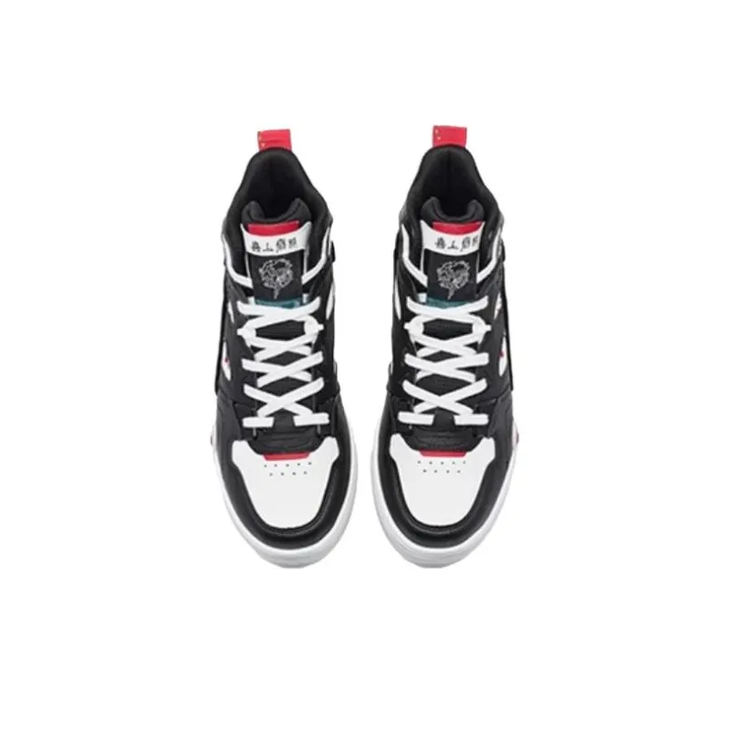 XTEP Cushioning Wear Resistant High Top Skateboard Shoes Men's Black White-2