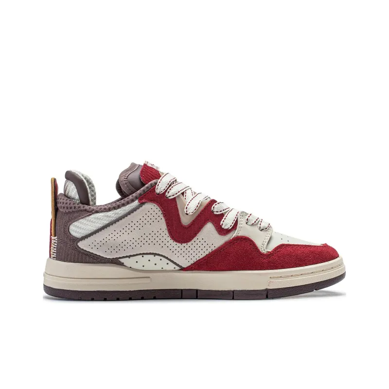 LINING Wei Wu PRO Skateboard Shoes Women's Low Top Cream White/Maroon-1