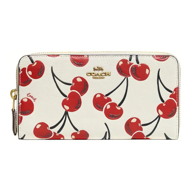 COACH Accordion Wallet Leather Long Wallets Women's White-0