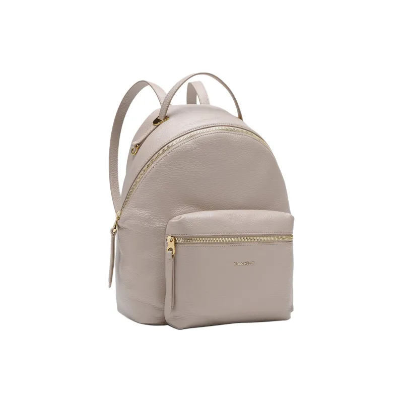 COCCINELLE Grained Leather Backpack Medium Size Women's Ecru-1