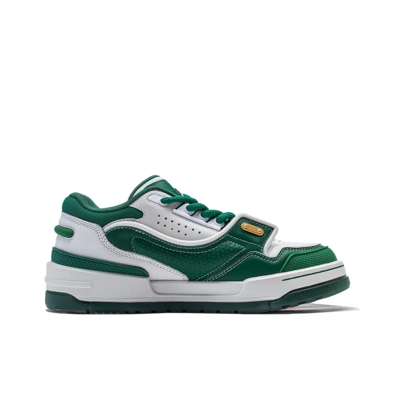 LiNing 001 BTC MEGA Slip Resistant Cushioning Wear Resistant Support Low Top Skateboard Shoes Men's White Green-1