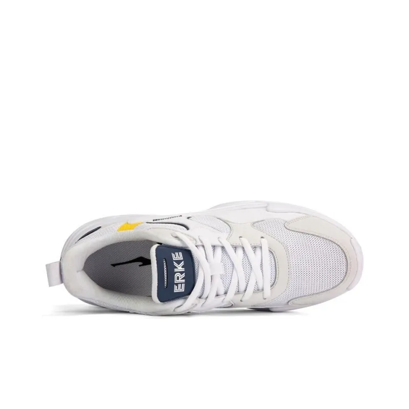 Erke Shock Absorbers Slip Resistant Breathable Low Top Running Shoes Men's White Gray-3