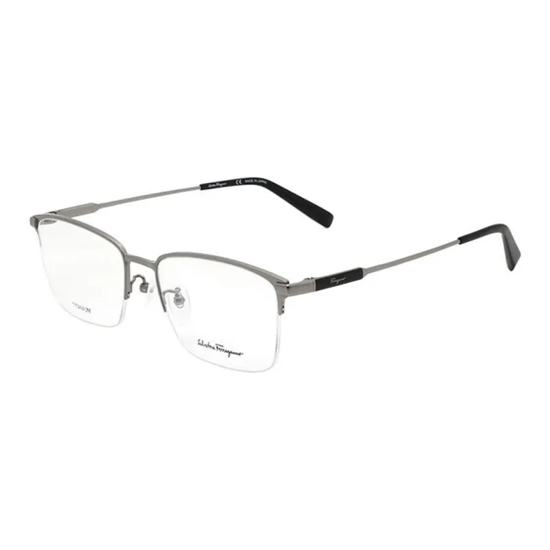 FERRAGAMO Titanium Browline Eyeglass Frames Unisex Silver-0