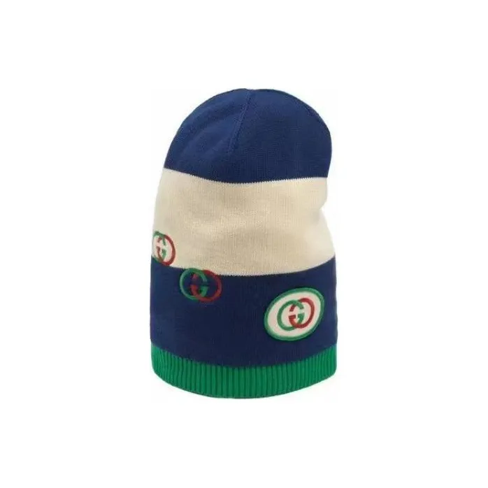 GUCCI Polyester Beanies Unisex Blue White-0