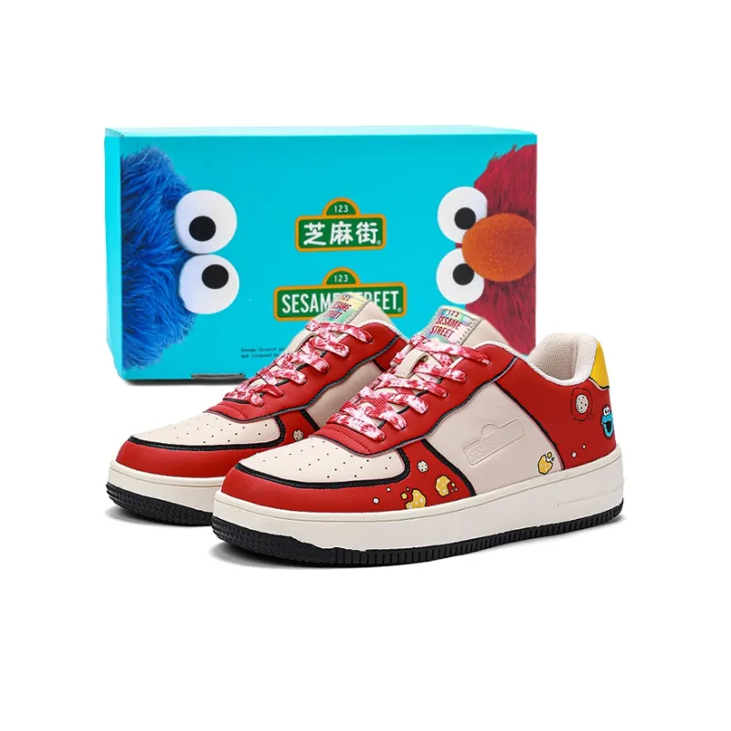SESAME STREET Skateboard Shoes Unisex Low Top Blackberry/Moonlit Blue/Strawberry Red/Litchi White-12
