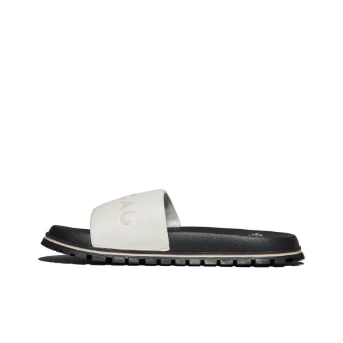 MARC JACOBS The Leather Slide Logo-embossed Slides