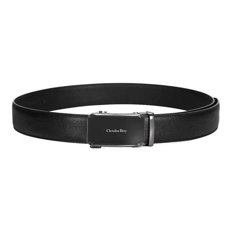 Chrisdien Deny Automatic Buckle Business High Quality Feel Belt Men's Black Width  3.8cm-2