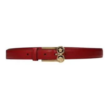 VERSACE Medusa Head Styling Pin Buckle Leather Belts Women's Red