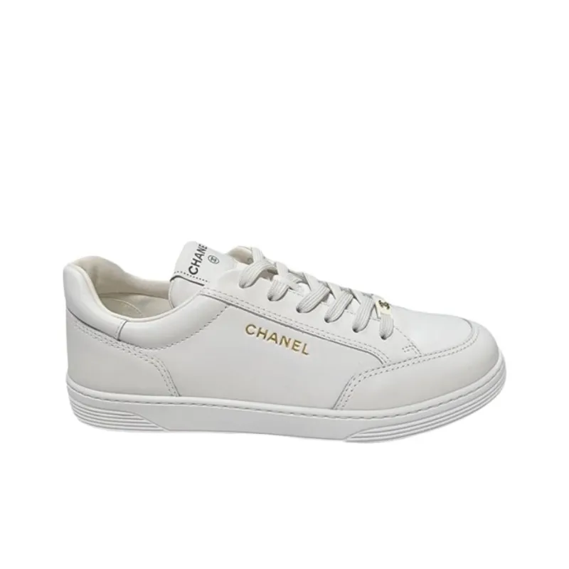 CHANEL Low Top Skateboard Shoes Men's White-1
