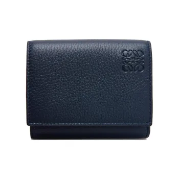 LOEWE Grained Calfskin Wallet Men's Dark Marine Blue