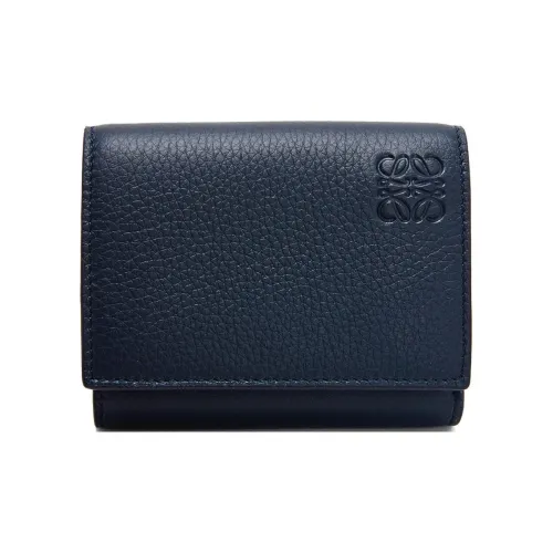 LOEWE Grained Calfskin Wallet Men's Dark Marine Blue
