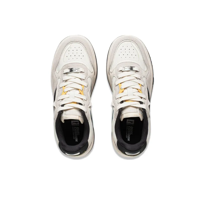 LiNing Future C1 Slip Resistant Cushioning Wear Resistant Support Low Top Skateboard Shoes Women's White Black-3