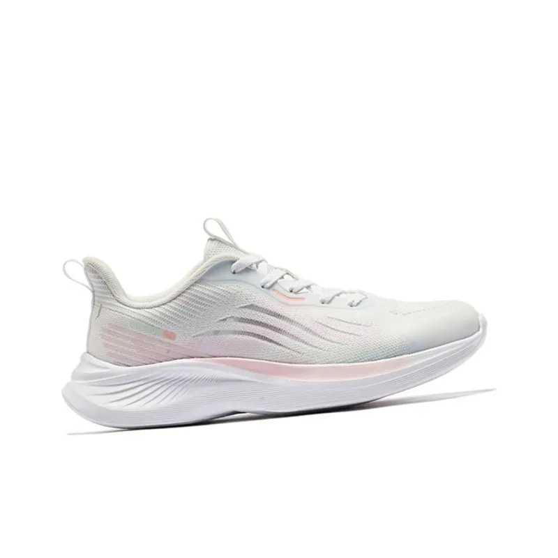 QIAODAN Sigh 4.0 Anti Slip Wear Resistant Low Top Running Shoes Women's White Blue Pink-1