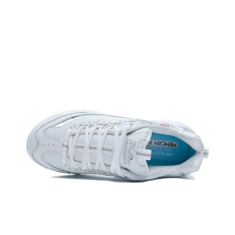 Skechers D'LITES Cushioning Anti-Slip And Wear-Resistant Low-Top Chunky Sneakers Women's Silver White-2