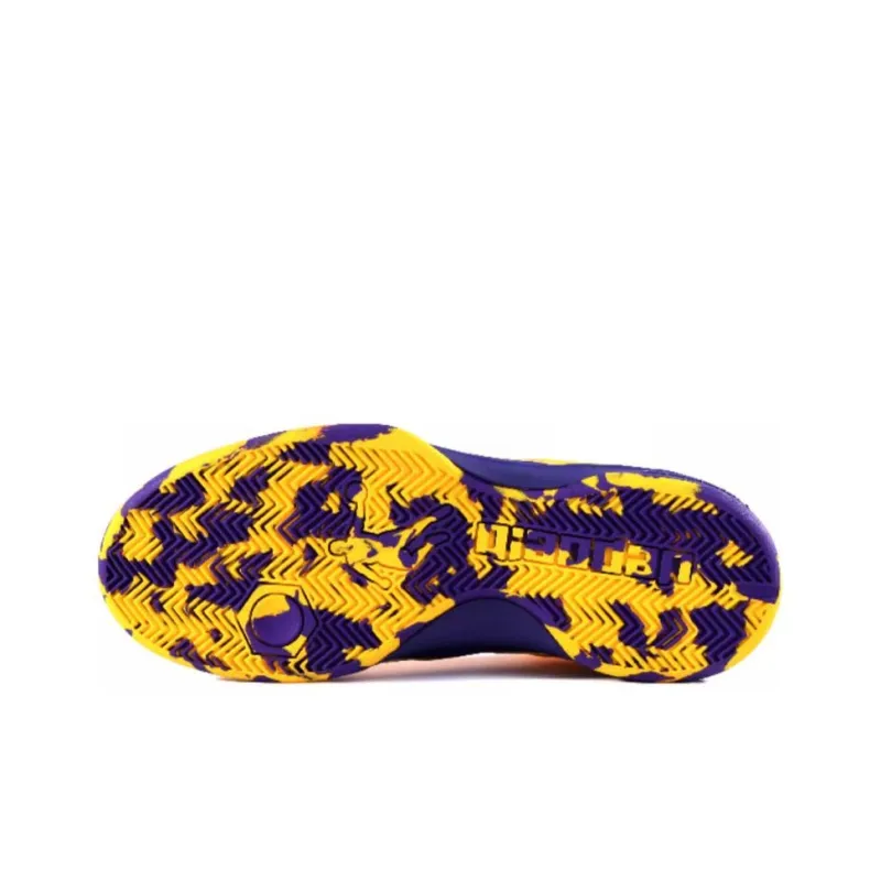 QIAODAN Cushioning Abrasion Resistant Breathable Low Top Basketball Shoes Men's Yellow Purple-4