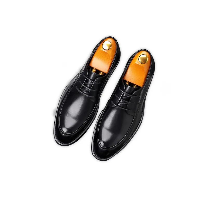 GZZ Dress Shoes Men Low Top Black-3