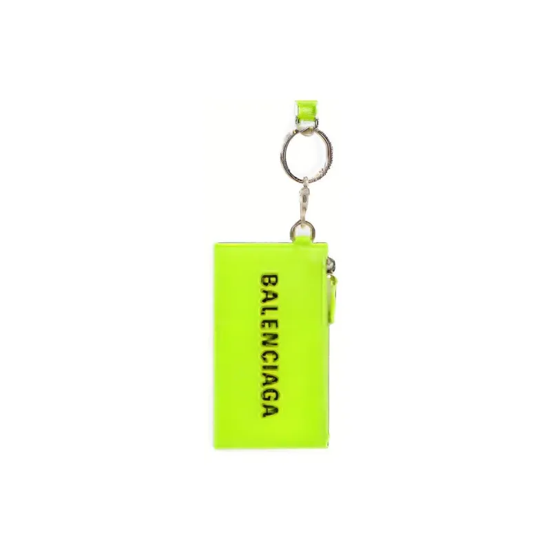 Balenciaga Cash Textured Calfskin Card Holder Women's Fluorescent Yellow-0