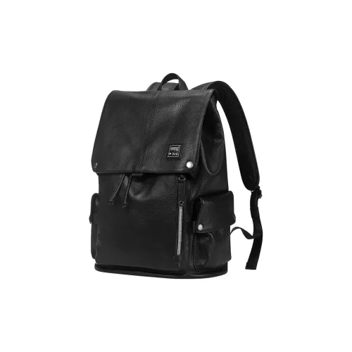 HERDER Cow Leather PU backpack weave Medium Size Unisex Black