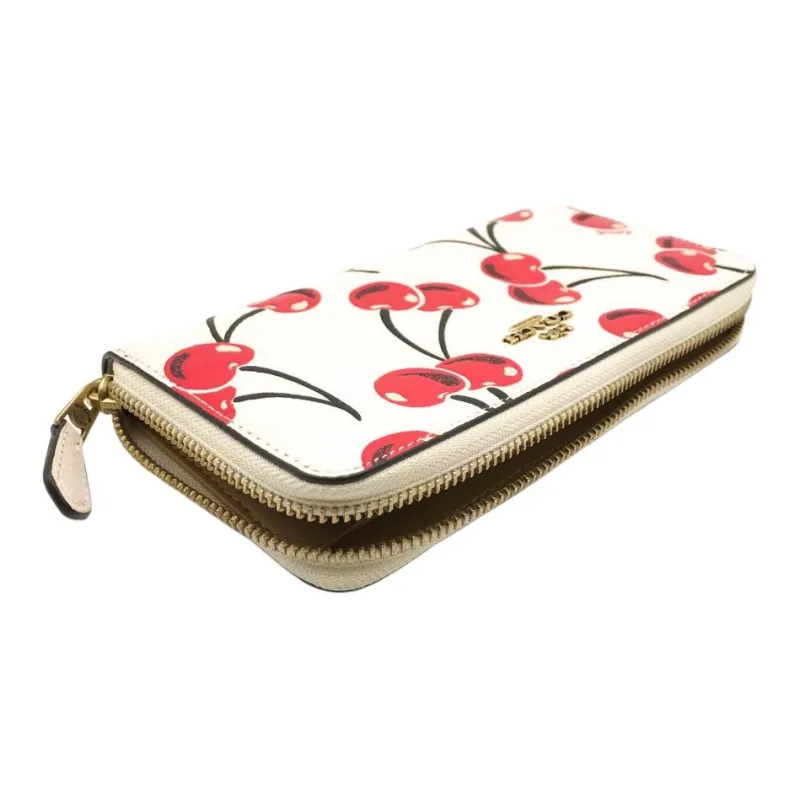 COACH Accordion Wallet Leather Long Wallets Women's White-3