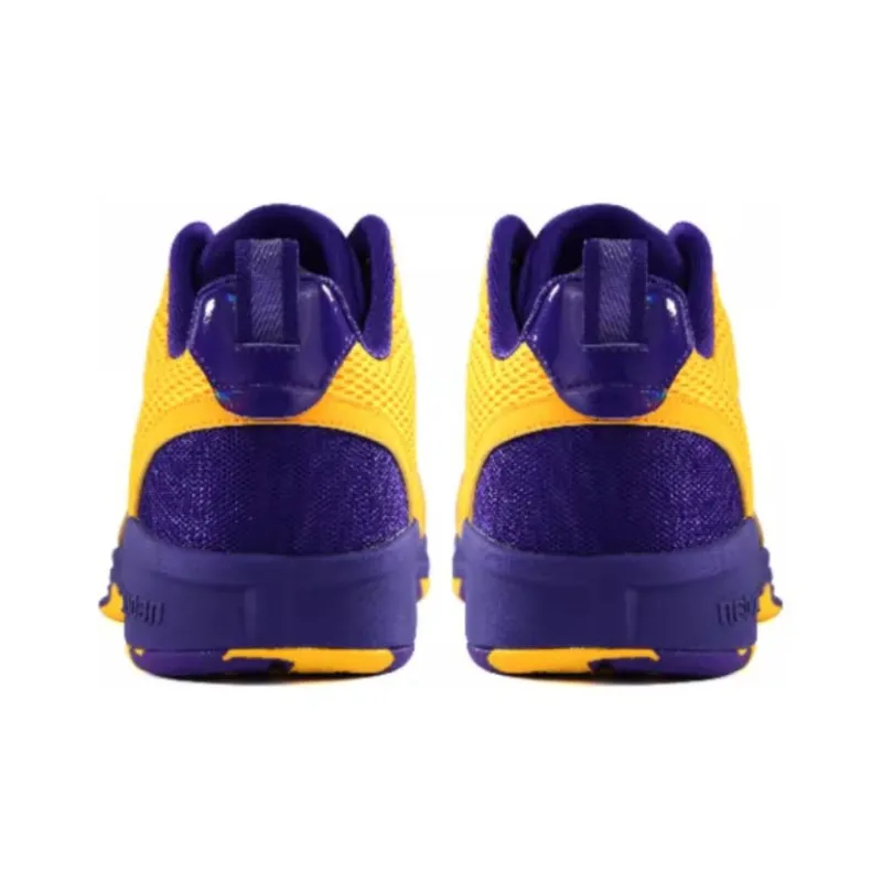 QIAODAN Cushioning Abrasion Resistant Breathable Low Top Basketball Shoes Men's Yellow Purple-3