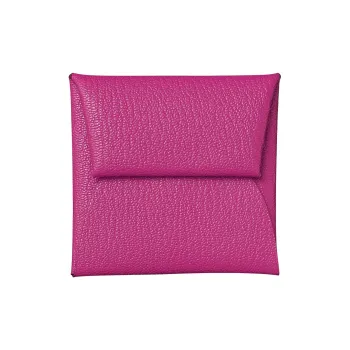 HERMES Bastia Mysore Goat Skin Coin Purses Wallets Women's 9I Magnolia Pink
