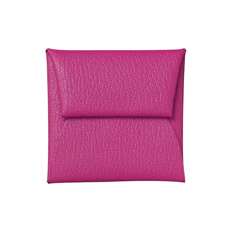 HERMES Bastia Mysore Goat Skin Coin Purses Wallets Women's 9I Magnolia Pink-0