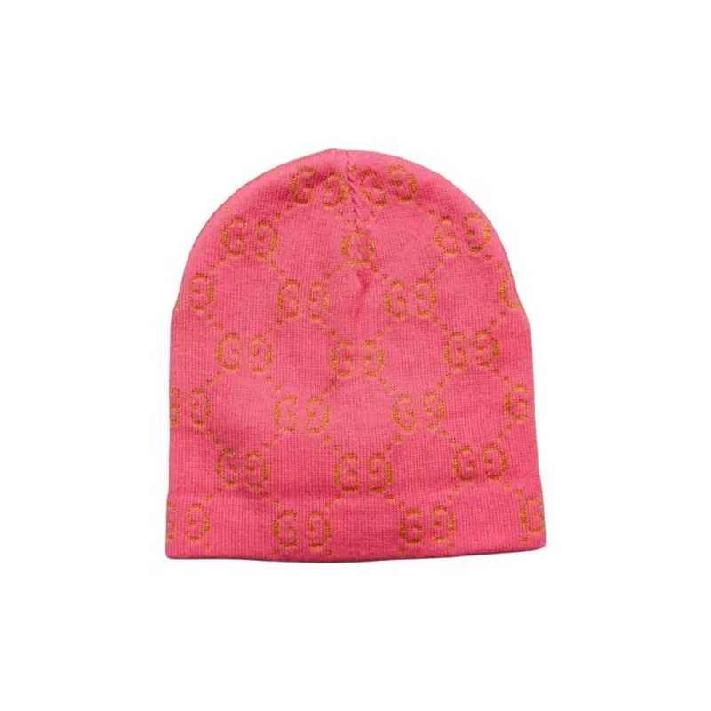 GUCCI Cotton Viscose Metal Coated Fiber Beanies Unisex Pink-1