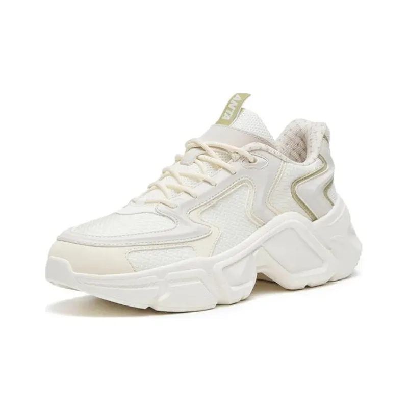 Anta Anti-Slip Wear-Resistant Low-Top Chunky Sneakers Women's Oatmeal White-1