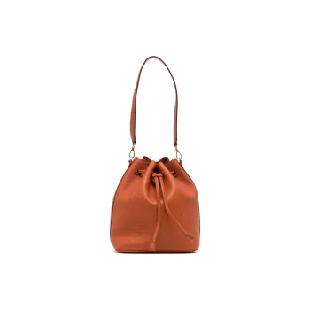 MCM Dessau Series Leather Bucket Bag Handbag Shoulder Bag Crossbody Bag Medium Size Women's Brown